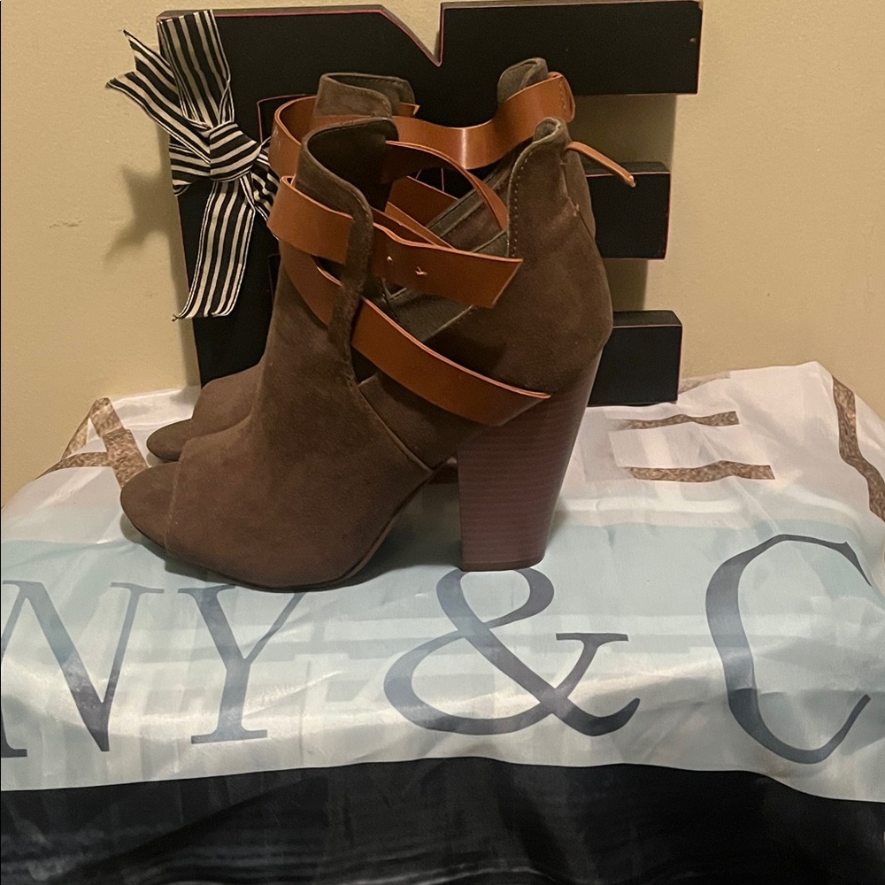 ELF Brown Heeled Boots with Straps